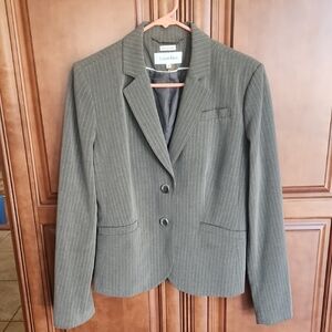 Calvin Klein Women's Pinstripe Blazer - Gray Size 10 Stretch